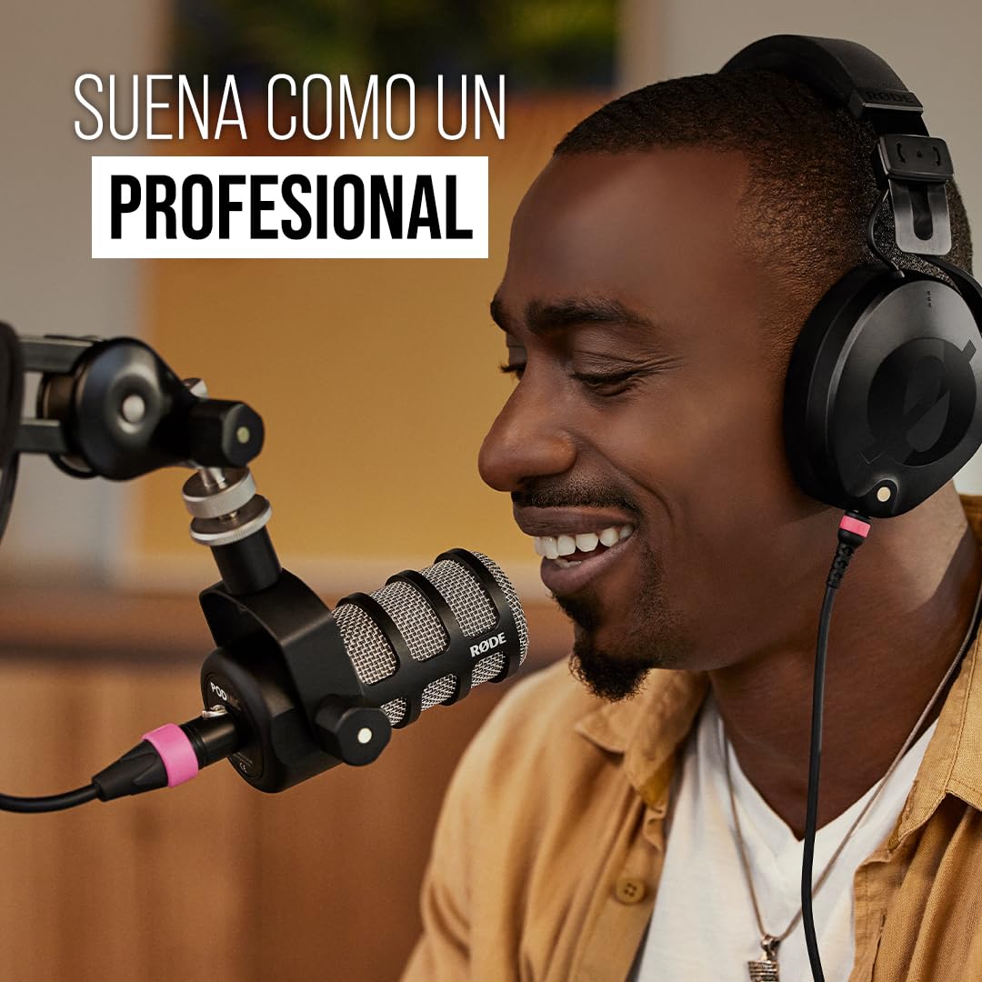 PodMic de RØDE - Micrófono dinámico con calidad broadcast con soporte giratorio integrado para producción de podcasts, transmisión en streaming, juegos y grabación de voz