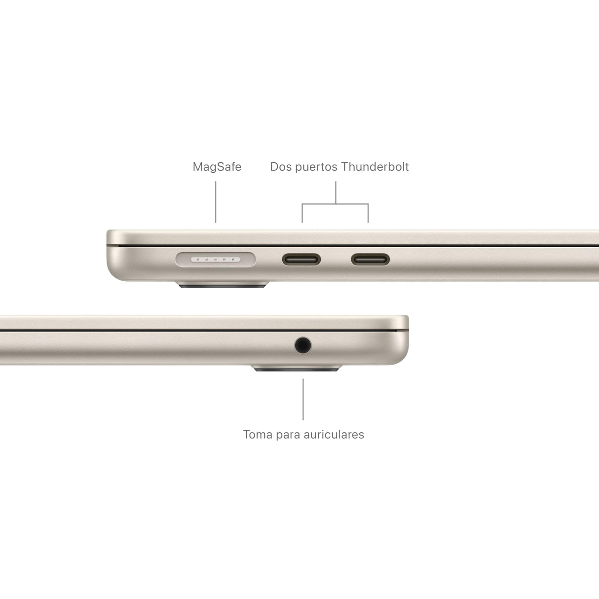 Apple 2024 MacBook Air de 13 Pulgadas con Chip M3: Pantalla Liquid Retina, CPU 8 núcleos, GPU 10 núcleos, 24 GB de Memoria unificada, SSD de 512 GB, Touch ID, Blanco Estrella