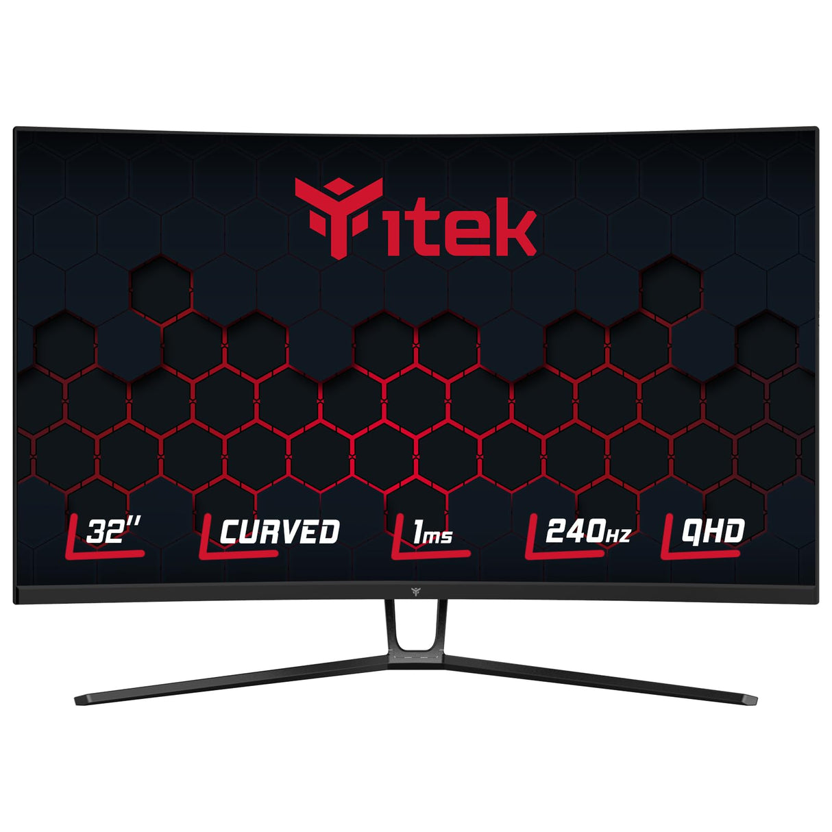 Itek Monitor GGC - 32" Pantalla Curva R1500, Panel VA 16:9, resolución QHD 2560x1440, VA, 240Hz, 1ms, Conexiones 2xHDMI y 2xDP, HDR 400, sincronización adaptativa
