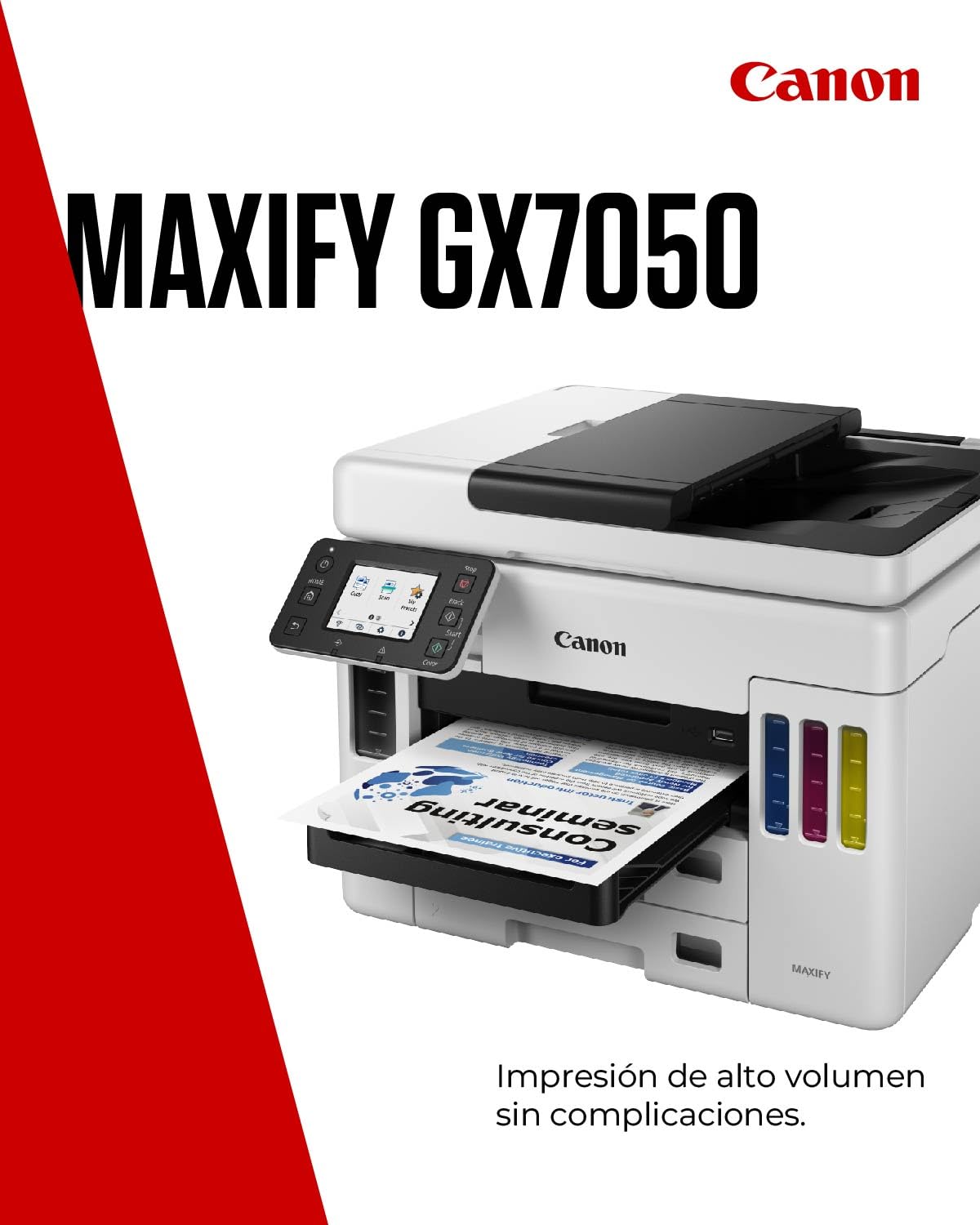 Canon MAXIFY GX7050 – Impresora Multifunción MegaTank a Color, Copiadora, Escáner, Fax A4 | Casa y Oficina | Wi-Fi, Ethernet, USB | Inyección de Tinta