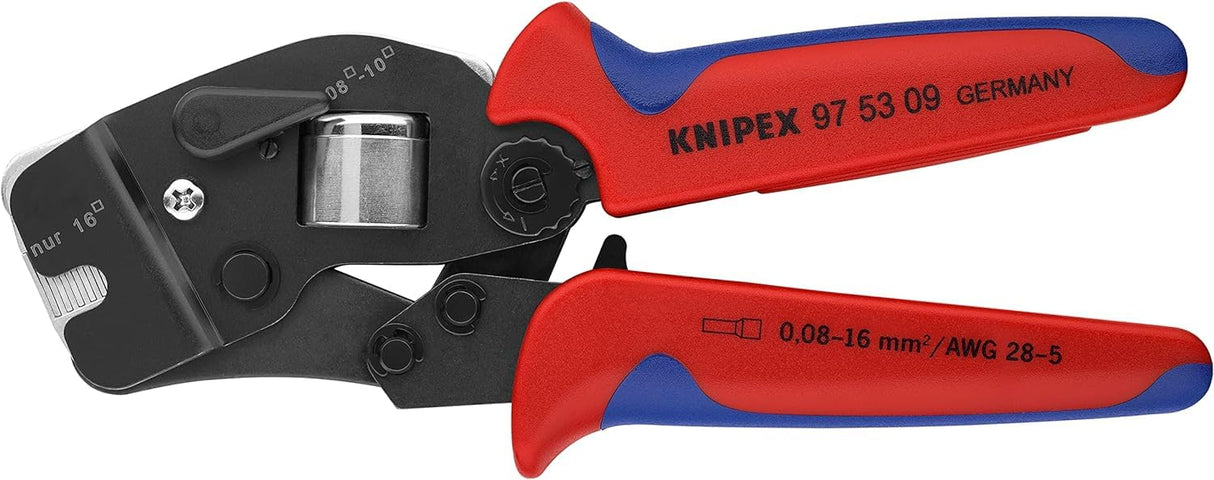 Knipex Alicate autoajustable para crimpar punteras huecas de acceso frontal bruñido, con fundas multicomponentes 190 mm (cartulina autoservicio/blíster) 97 53 09 SB
