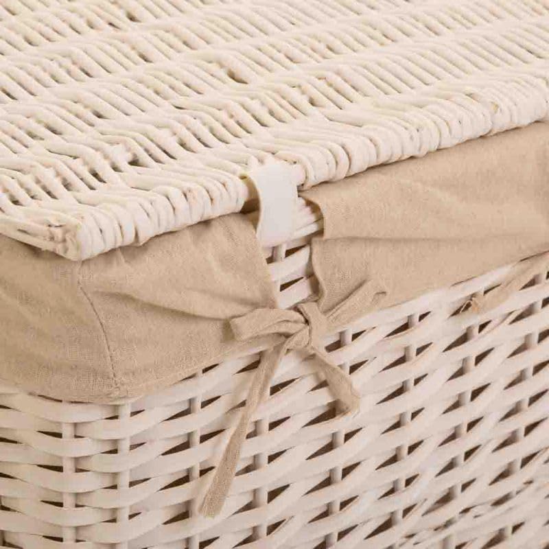 Cestos De Ropa De Mimbre Lac Blanco Forrados Set 3 Pzas