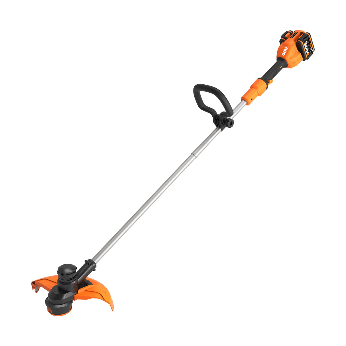 WORX Cortabordes a batería 40V Máx. (2x20V) | WG183E | Incluye 2 baterías 2Ah y Cargador Doble | Mango Ajustable | Doble Cabezal | Carrete de alimentación automática