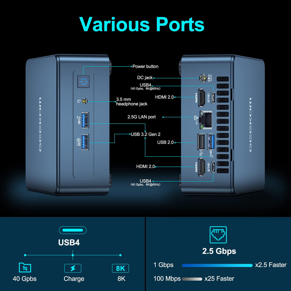 GEEKOM Mini PC Mini IT12, 12th Gen Intel i5-1240P (12 Cores,16 Threads) Desktop PC,16GB DDR4/512 GB PCIe Gen 4 SSD Windows 11 Pro Mini Computer Support Wi-Fi 6E/Bluetooth 5.2/USB 4.0/2.5G LAN/8K