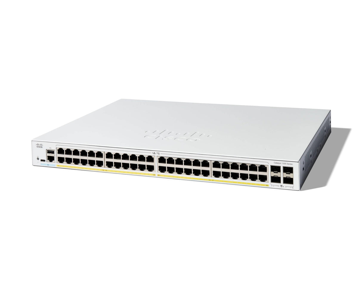 Cisco Switch gestionado Cisco Catalyst 1300-48P-4X, GE de 48 Puertos, PoE, SFP+ GE 4x10, protección Limitada de por Vida (C1300-48P-4X)