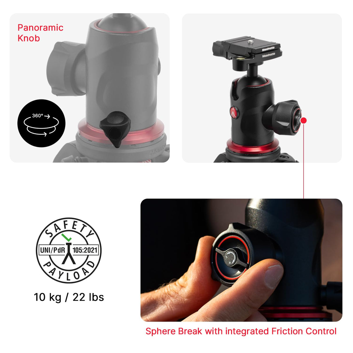 Manfrotto 290XTRA Trípode Cámara Aluminio con Rótula 496, 3 Secciones, 4 Ángulos, Cierres Rápidos, Placa Arca-Swiss, 10 kg, Bolsa, para DSLR, Cámaras sin Espejo y Compactas