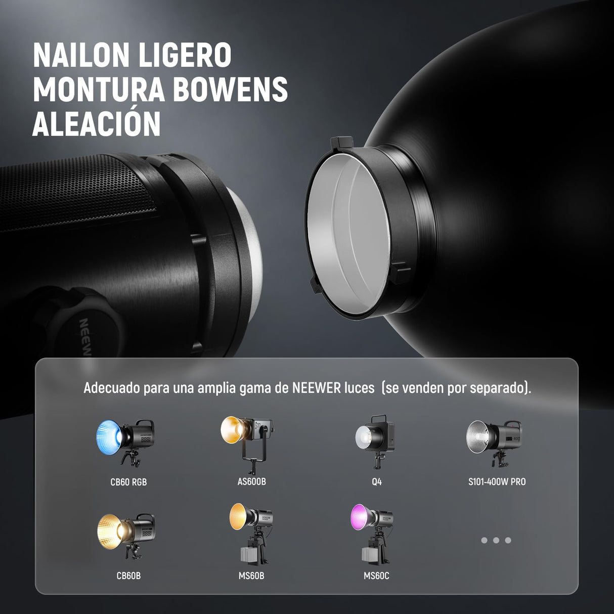 NEEWER 7" Estándar/10 Mediano/11 Profundo Enfoque Reflector Set, 55°/65°/45° Pantalla Lámpara Difusora Reflectora Bowens Montaje Compatible con Godox Compatible con Aputure NEEWER Flash Strobe, FR18