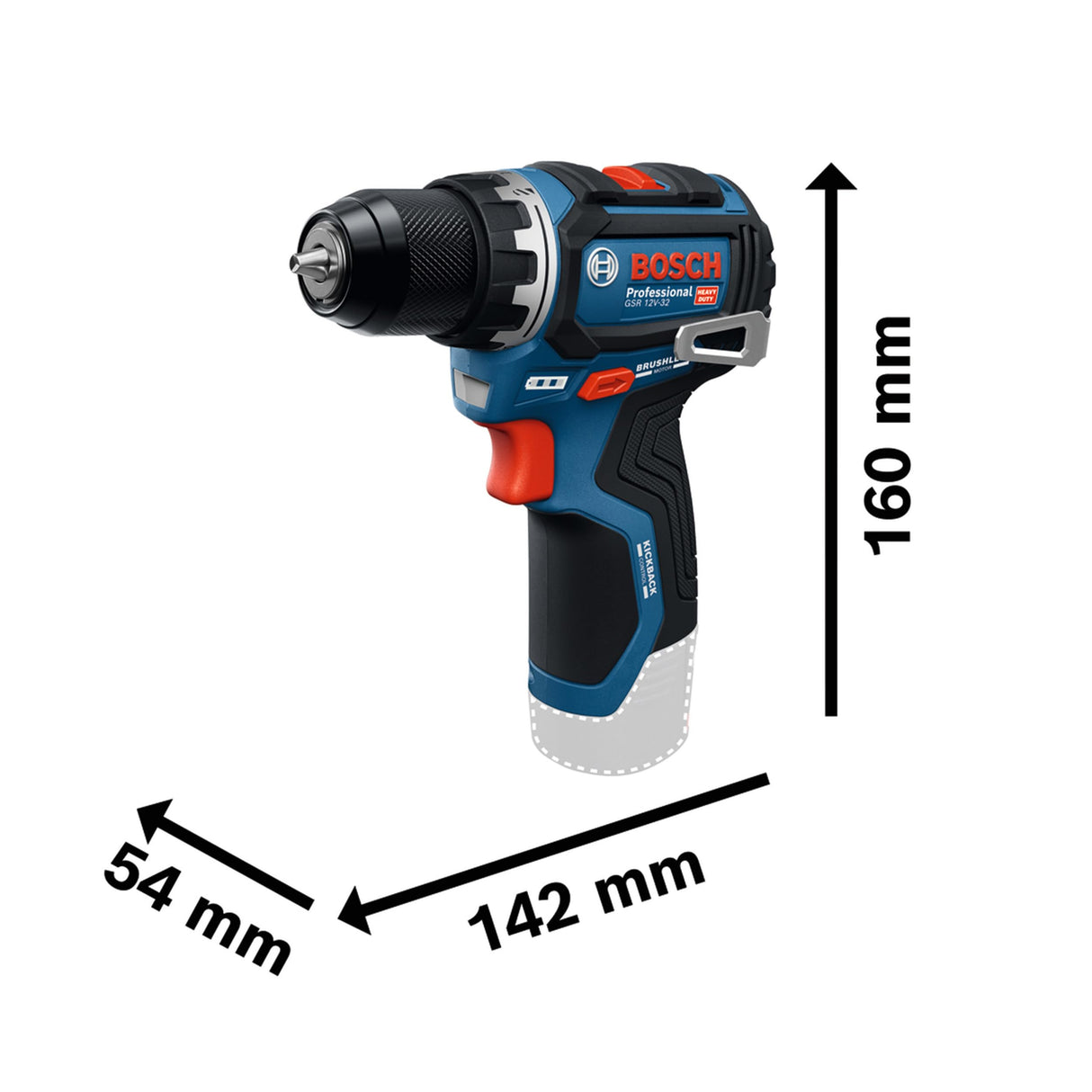 Bosch Professional 12V System Taladro/atornillado GSR 12V-32 (KickBack Control óptimo, motor Brushless sin escobillas, incl. baterías de 2,0 Ah y 4,0 Ah, cargador, accesorios, inserto P&C, L-BOXX)