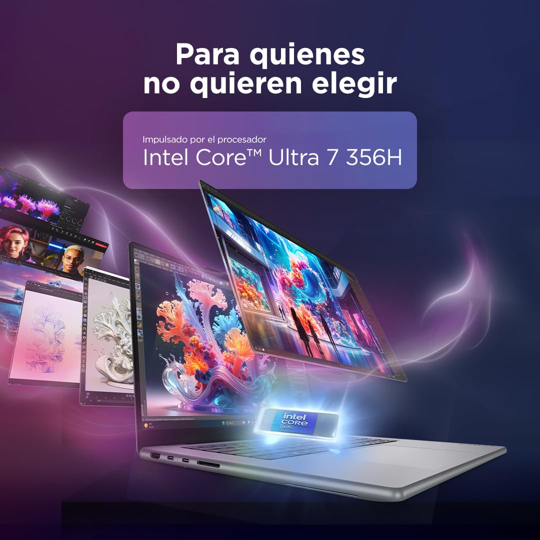 Lenovo Yoga Pro 7 Gen 11 Aura Edition – Portátil IA 15.3" OLED 2.5K (Intel Core Ultra 7 356H, NVIDIA GeForce RTX 5050, 32 GB RAM, 1 TB SSD, Wi-Fi 7, Win 11 Home, Copilot+ PC) QWERTY Español, Gris Luna