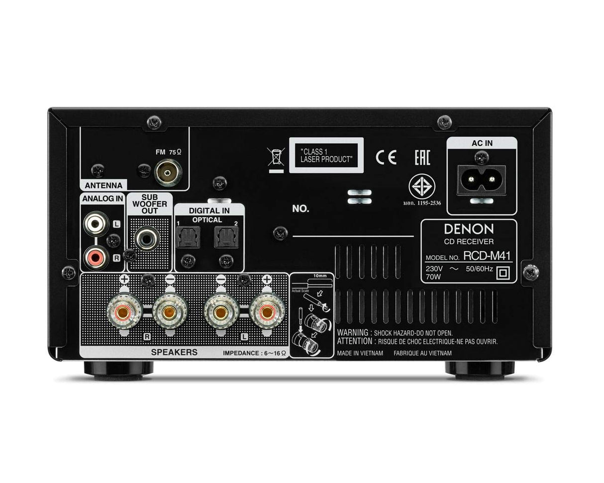 Denon D-M41 - Microcadena con lector de CD y Bluetooth, color plata y negro