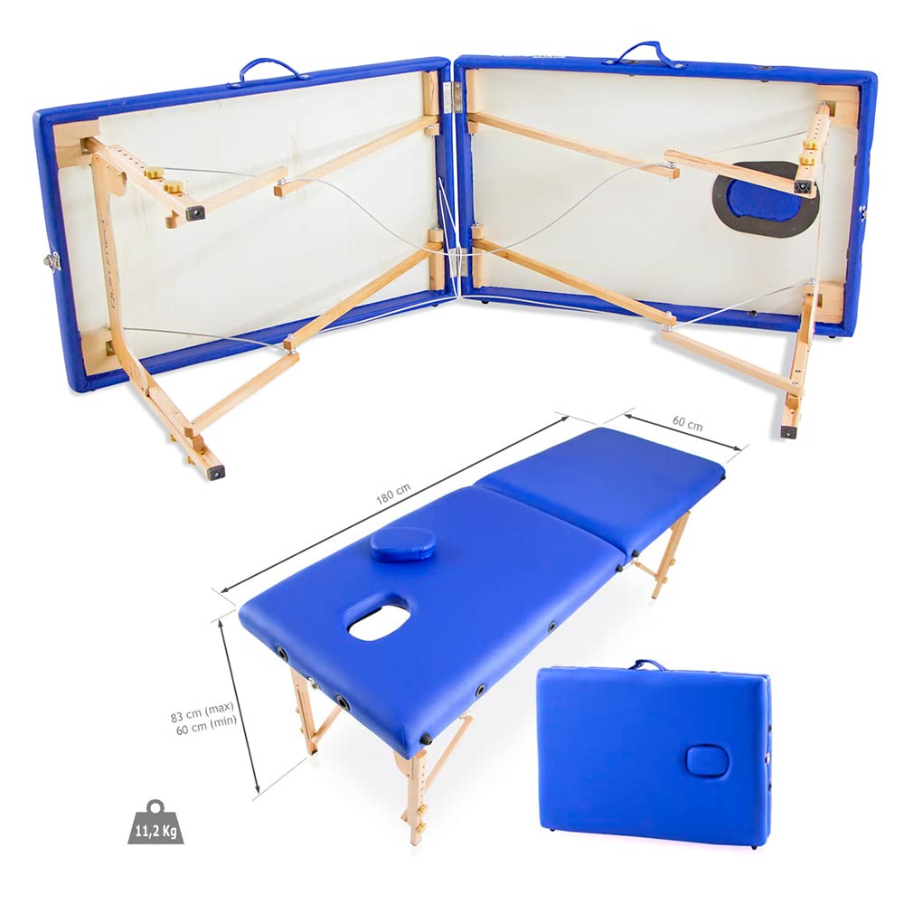 QUIRUMED Camilla Plegable de Masaje, Madera, Basic, 180 x 60 cm, Camilla portátil, Camilla Fisioterapia, Camilla estética, Camilla SPA, Color Blanco, hasta 120 kg