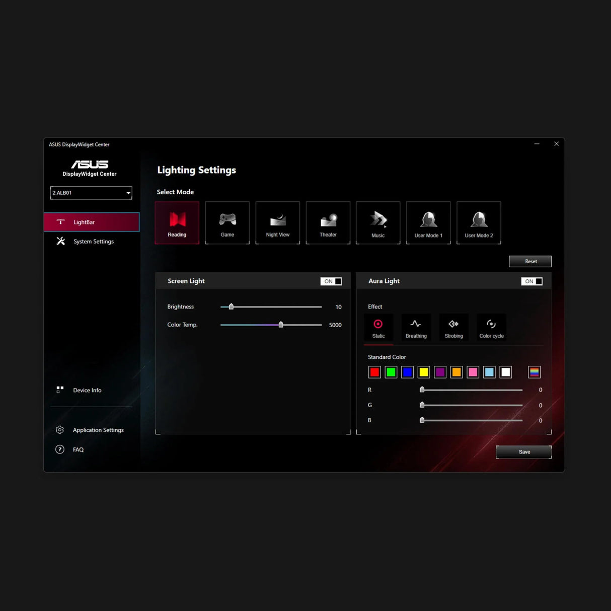 ASUS ROG Aura ALB01 - Barra de luz asimétrica con 3 Modos Diferentes, diseño Patentado con Abrazadera y Hebilla magnética, compatibilidad con Aura Sync y DisplayWidegt Center