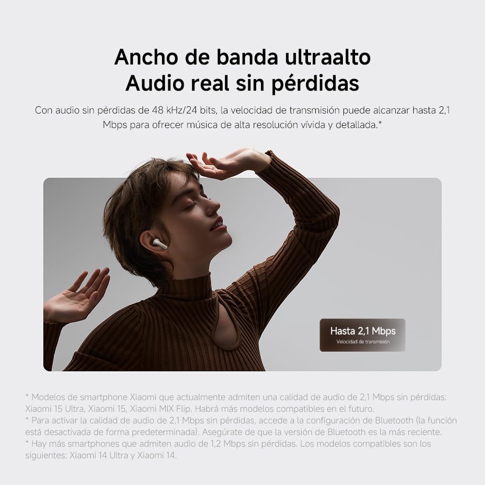 XIAOMI Buds 5 Pro, Auriculares inalámbricos, cancelación de Ruido, Harman Audio EFX, Qualcomm aptX Lossless Audio, diseño ergonómico, hasta 36 Horas de batería, Gris Titanio (Versión Bluetooth)