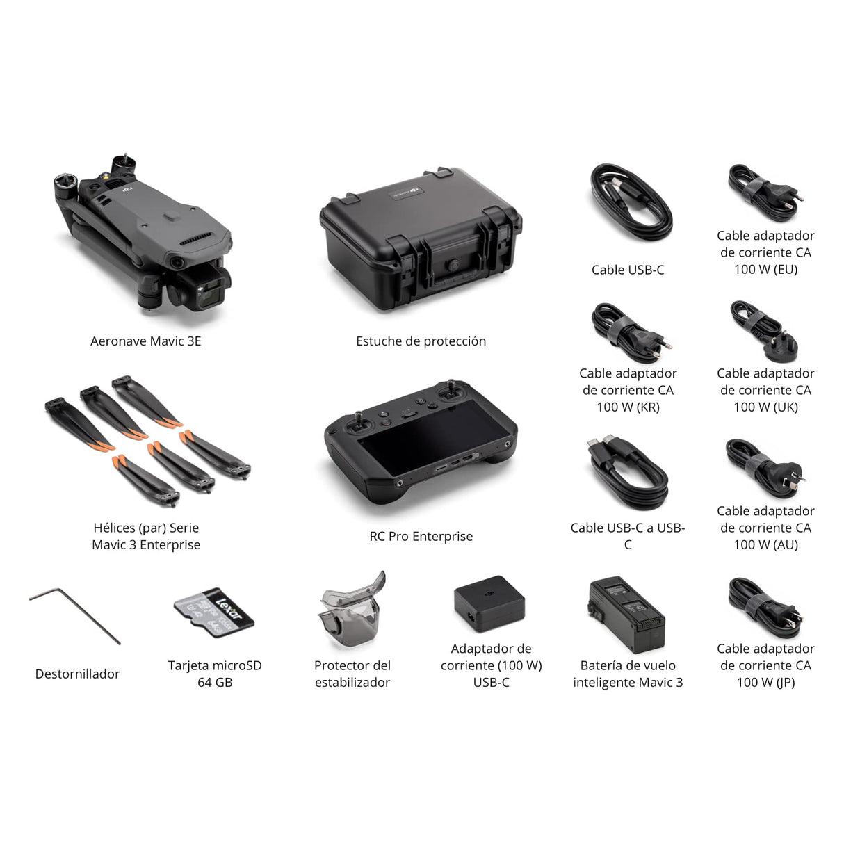 DJI - Pack básico de Tranquilidad Mavic 3E - Dron con cámara Gran Angular con CMOS 4/3, Obturador mecánico, Zoom híbrido 56×, posicionamiento centimétrico con RTK y un Altavoz de Alto Volumen