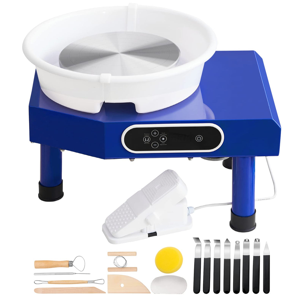 VEVOR Máquina de Rueda de Cerámica Eléctrica Diámetro de 25 cm Torno de Alfarero Eléctrico 350 W Máquina de Arcilla de Cerámica 0-300 rpm Carga Máxima de 8 kg con Pedal para Modelar Artesanía Cerámica