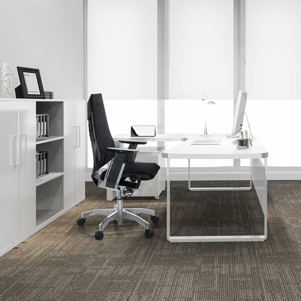 hjh OFFICE 652601 Silla de Oficina GENIDIA Tejido de Malla Negro, Silla giratoria ergonómica, Respaldo Ajustable