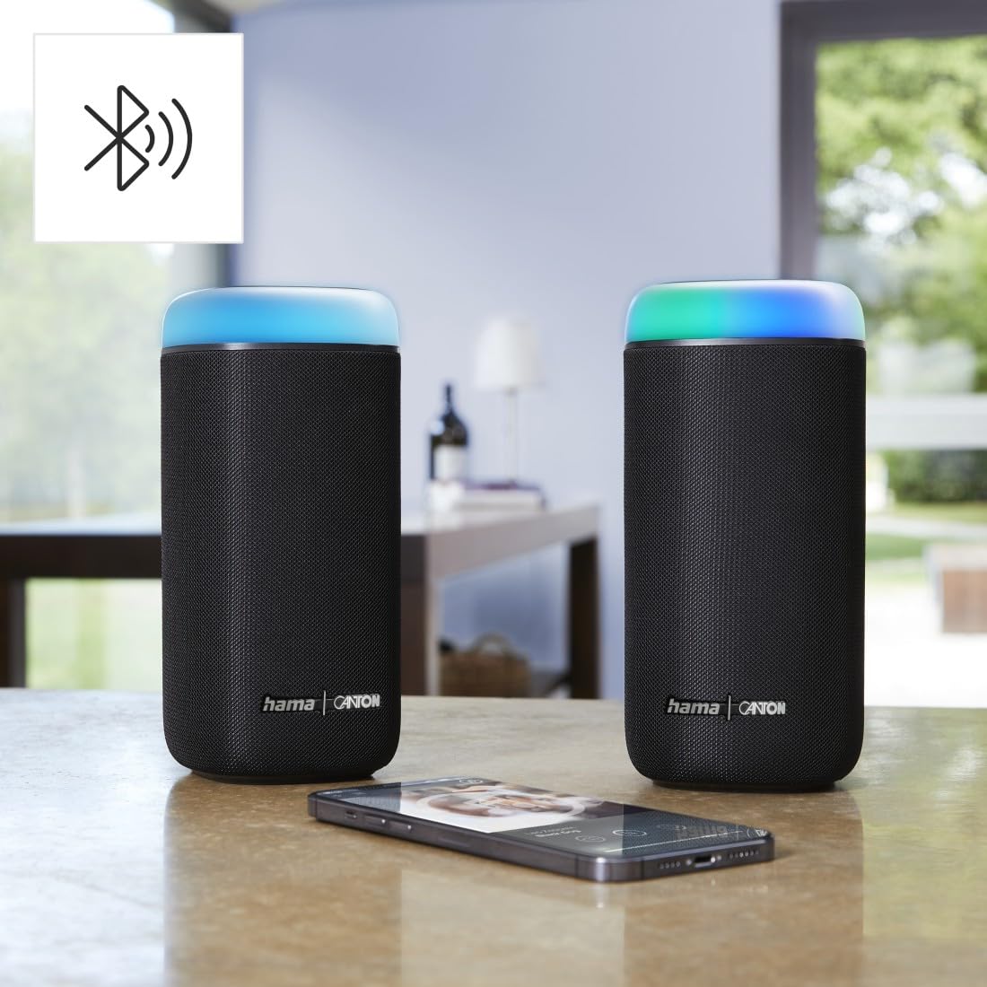Hama Altavoz Bluetooth 30W, Resistente al Agua IPX4, Efectos de luz LED, 12 Horas de duración de la batería, Caja de música Bluetooth, Negro