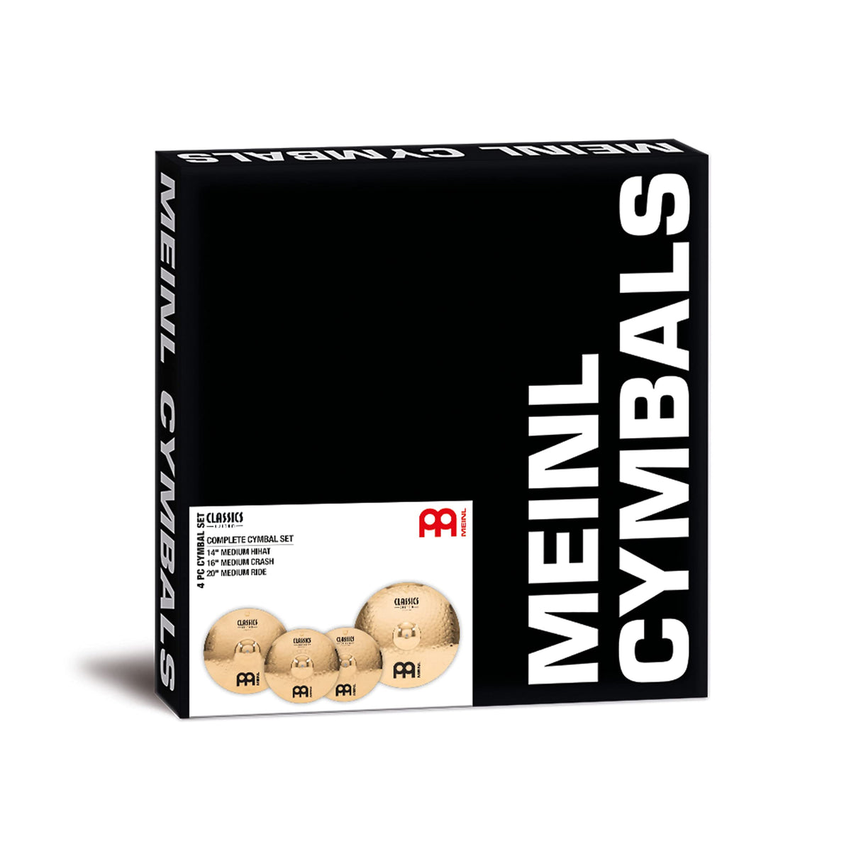 Meinl Cymbals Classics Custom Brilliant Cymbal Set Box Pack - Juego de Platillos de Batería con Plato 14 pulgadas Hihat, 16 Crash y 20 Ride - Bronce B12, Acabado Brillante (CC141620)