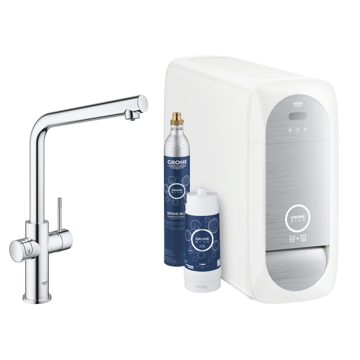 Grohe Blue Home Starter Kit - grifo de cocina con filtro de agua, caño en L (31454001)