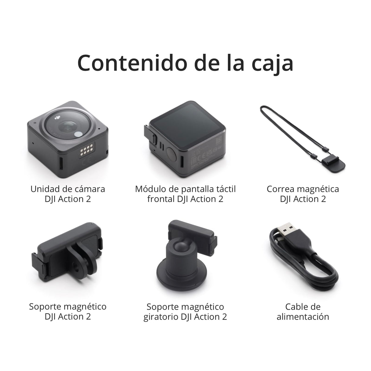 DJI Action 2 dual-screen Combo No Funda Magnética de Protección, Color Gris, 32G