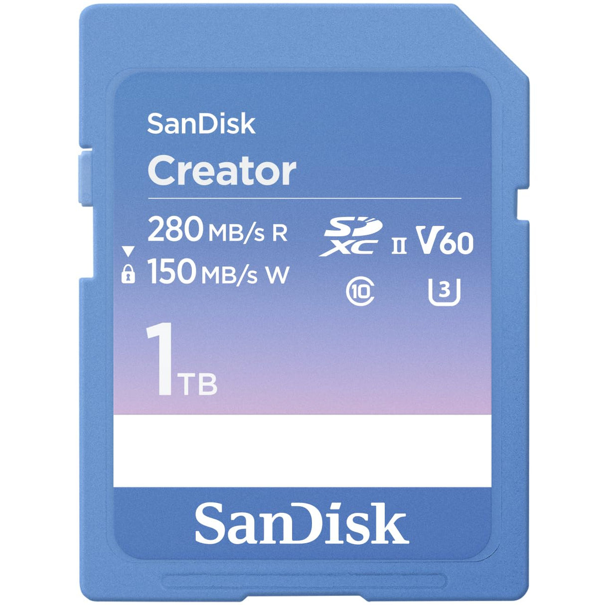SanDisk Creator SD UHS-II Tarjeta SD 1 TB SDXC, 6K & 4K UHD, V60, hasta 280 MB/s, Software de recuperación de Datos RescuePRO Deluxe, Prueba de Golpes, Temperatura, Agua y Rayos X, Class 10, U3