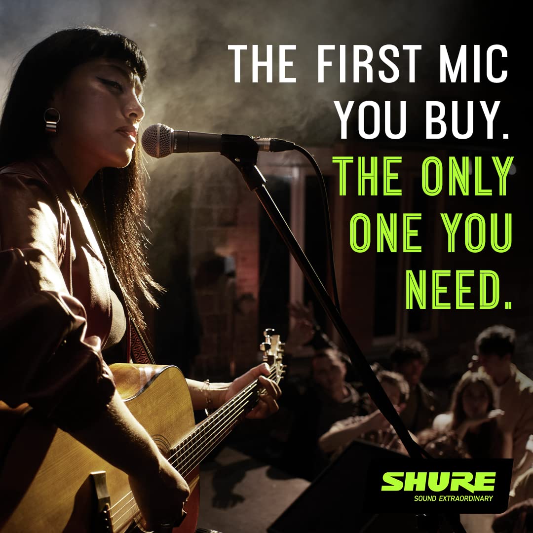 Shure SM58-LC El micrófono de Voz dinámico está diseñado para el Uso Profesional en Voces en actuaciones en Vivo, Refuerzo de Sonido y grabaciones de Estudio - No se Incluye el Cable (SM58-LCE)
