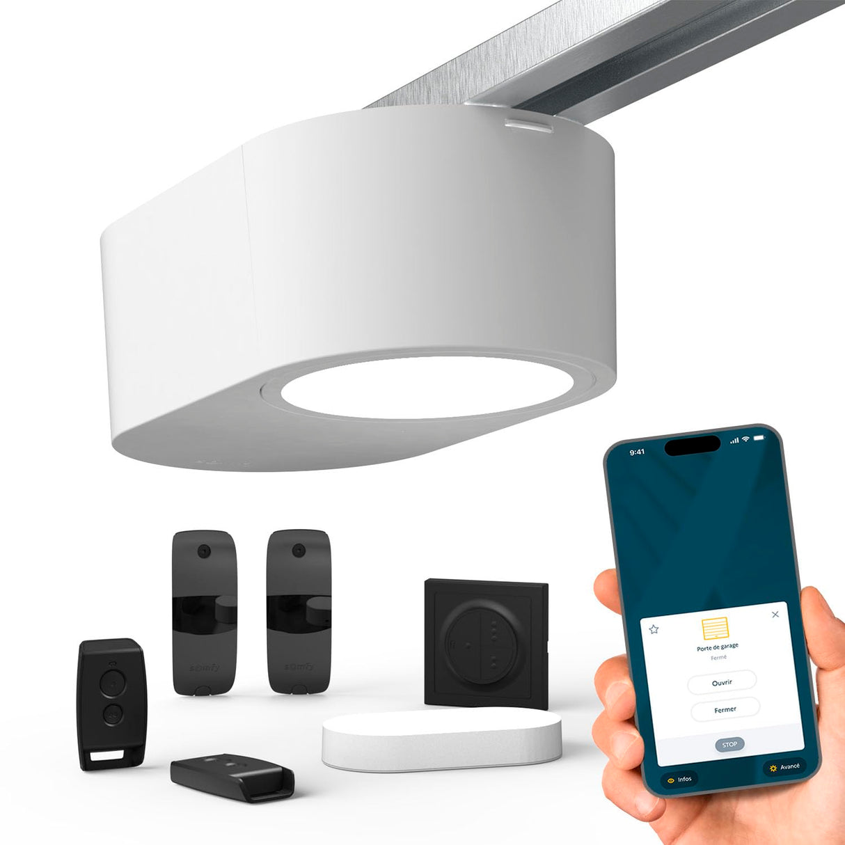 Somfy 1246362 - Pack de motorización para puerta de garaje Serenia®1100 io Connect con kit de conectividad | Para puertas de garaje Altura máx. 2.35 m y ancho máx. 4,5 m