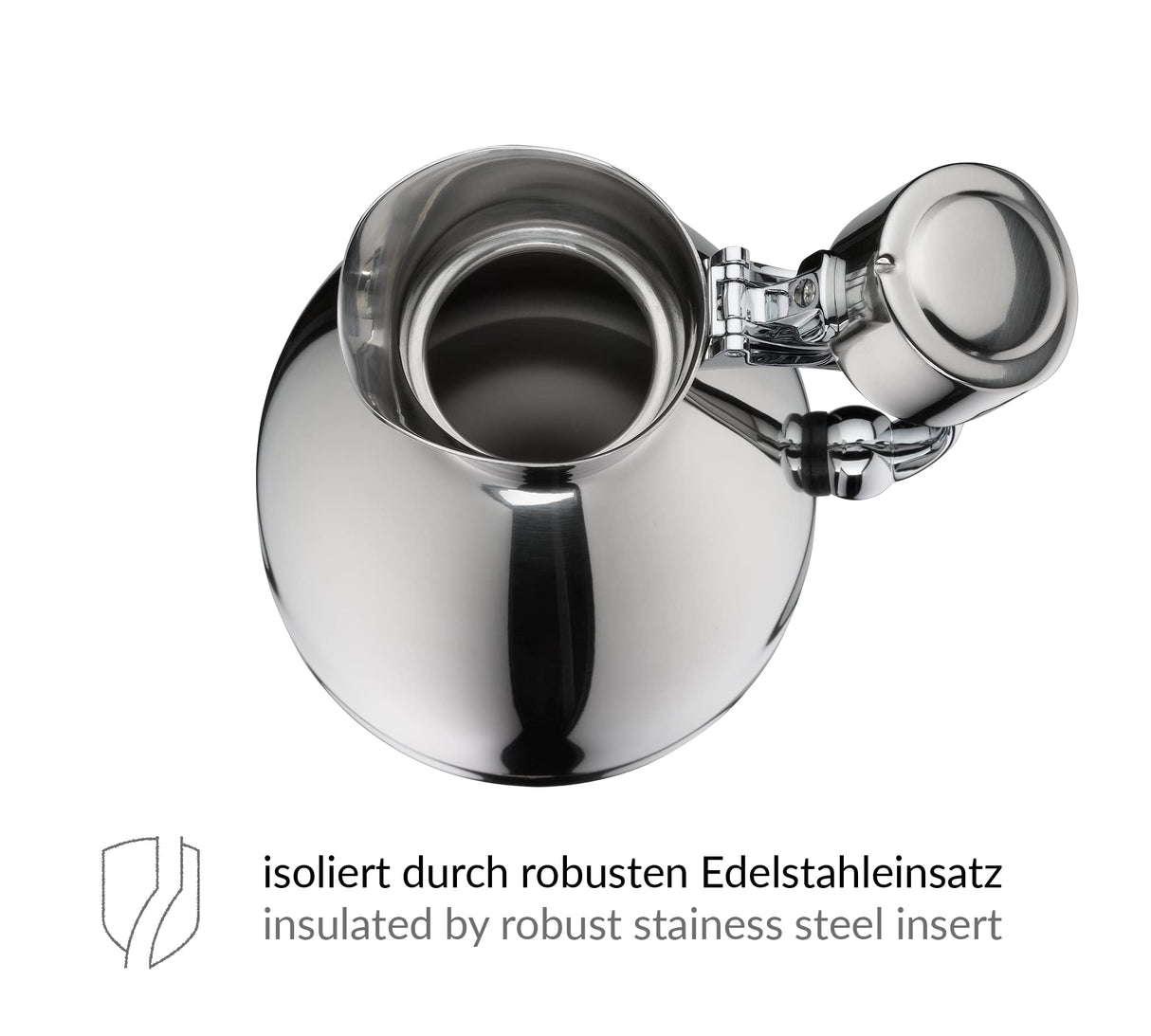 alfi HOTELLO 1,5 l, Jarra isotérmica de Doble Pared de Acero Inoxidable, Mantiene el Calor 4 Horas, Mantiene el frío 6 Horas, Tapa Suelta, vertido con una Mano, sin plástico, lavavajillas, hostelería