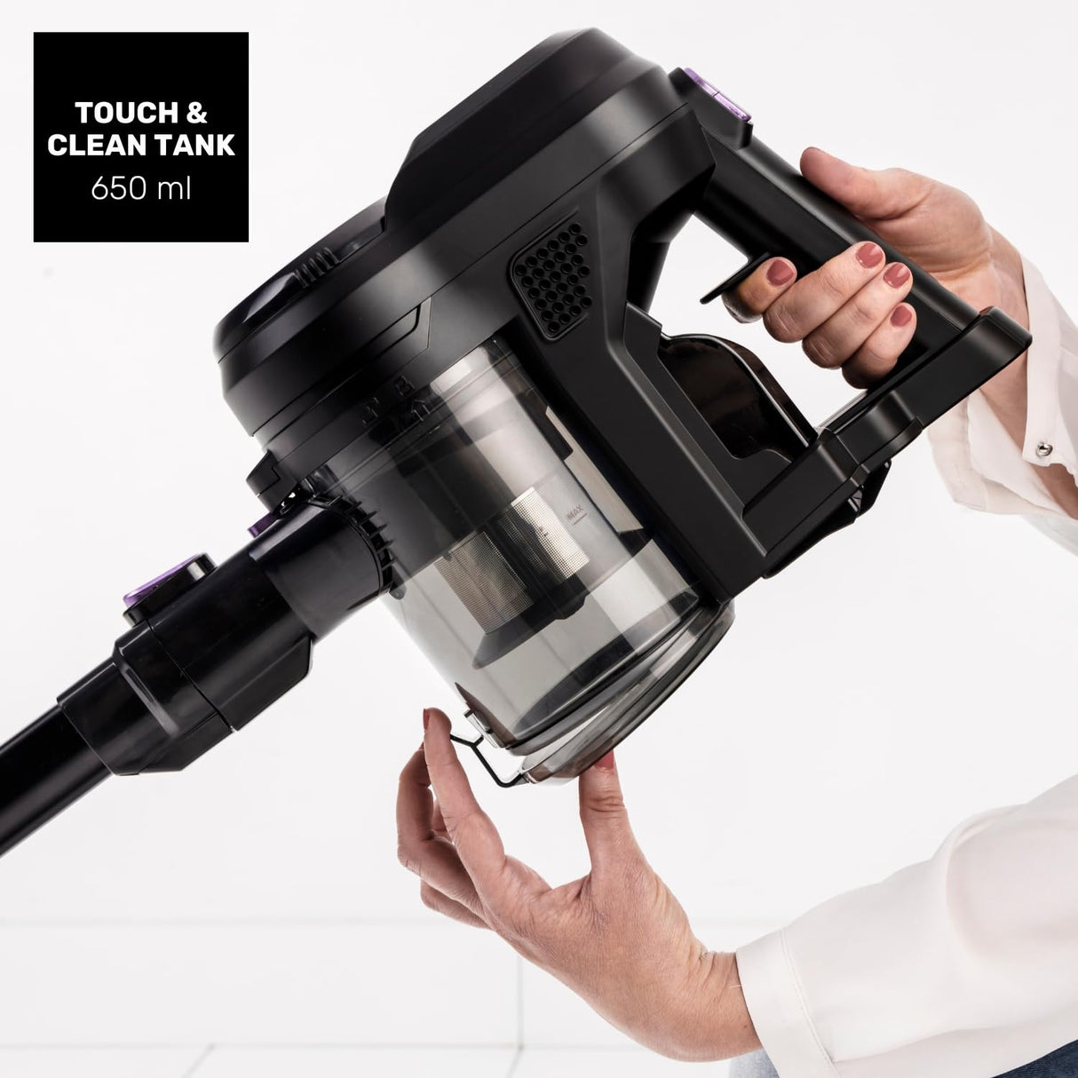 Taurus - Aspirador escoba HS-2900, 3-in-1: escoba eléctrica, de mano y vertical, Autonomía 50 min, Filtro EPA, Modo Eco y Turbo, Zapata con 2 cepillos intercambiables, Set accesorios, Negro