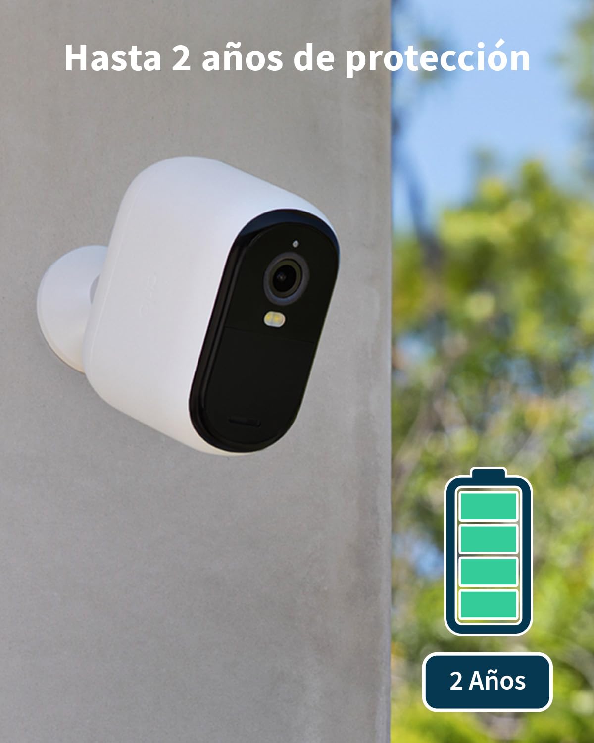 Arlo Essential 2 XL Camara Vigilancia WiFi Exterior HD, Camara Vigilancia WiFi Interior, Sensor de Movimiento, Alarmas Para Casa, Visión Nocturna Color, Prueba Arlo Secure Incluida, 2 Cámaras, Blancas