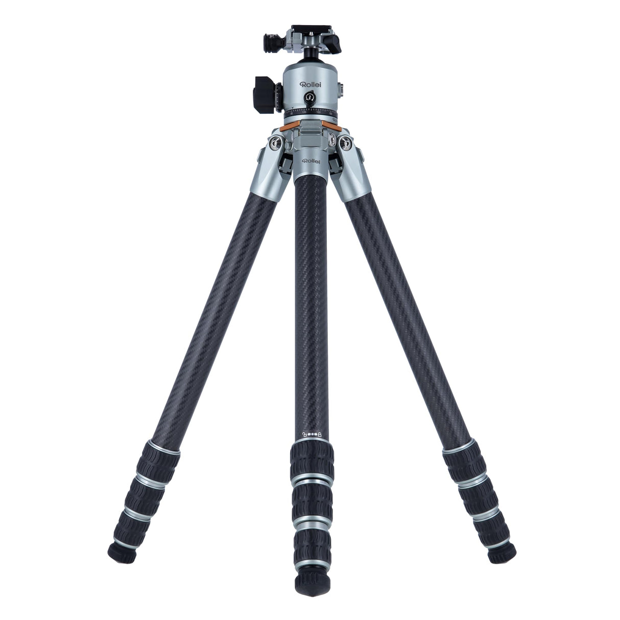 Rollei Trípode de Carbono Lion Rock Pro con Cabezal de trípode – Ultraligero, Alta Capacidad de Carga 20 kg, Altura Ajustable hasta 147,5 cm, tamaño Compacto del Paquete, Puntas Intercambiables para