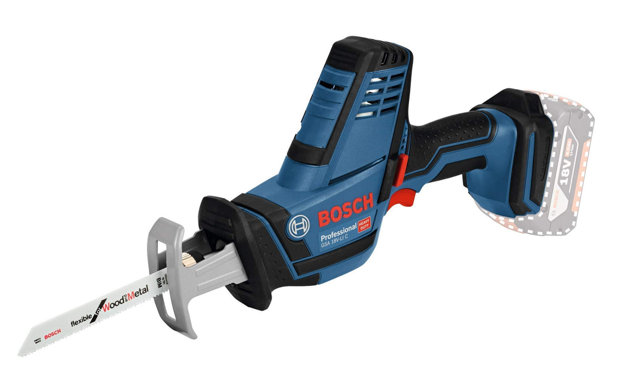 Bosch Professional 18V System GSA 18 V-LI C - Sierra sable a batería (0 - 3050 cpm, profundidad de corte 200 mm, sin batería, en L-BOXX)