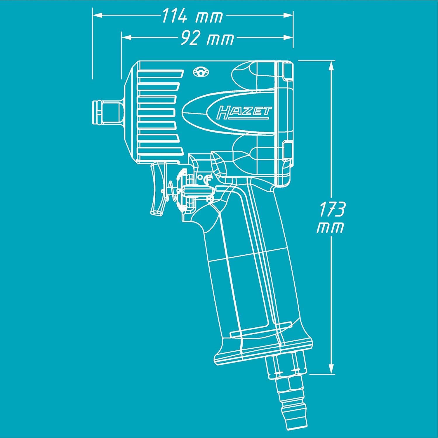 Llave de impacto neumática HAZET 9012M I Max. par de apriete 1100 Nm, cuadrado 12,5 mm (1/2 pulgada) I baja vibración - herramienta para apretar y aflojar tornillos