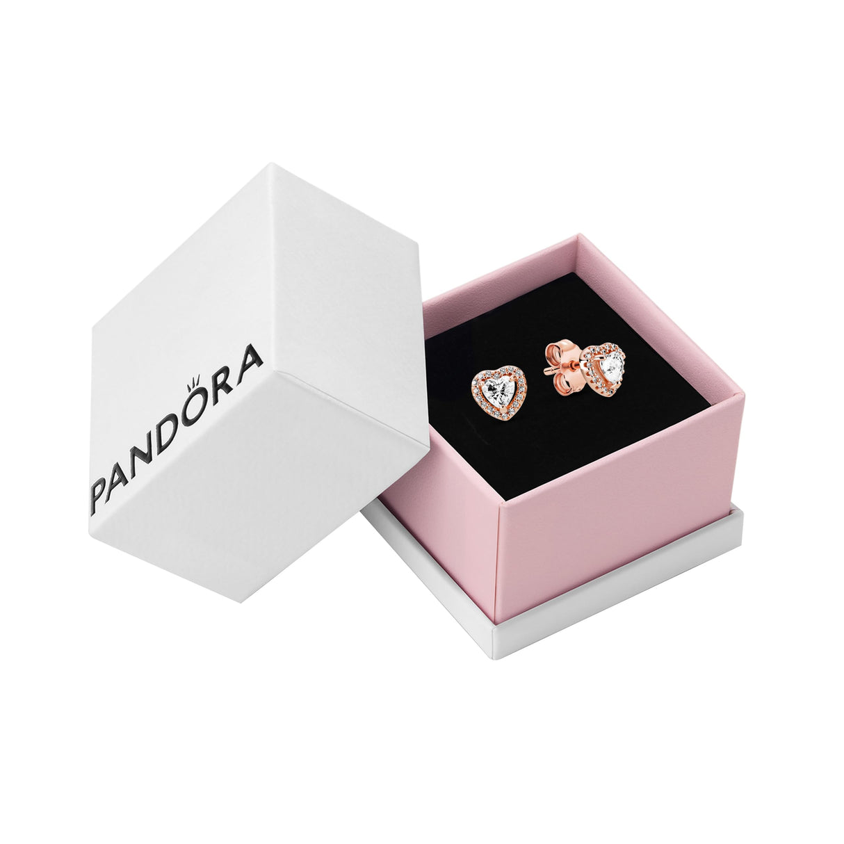 Pandora Timeless Pendientes de botón con diseño de corazón centelleante chapados en oro de 14 quilates con circonita cúbica transparente