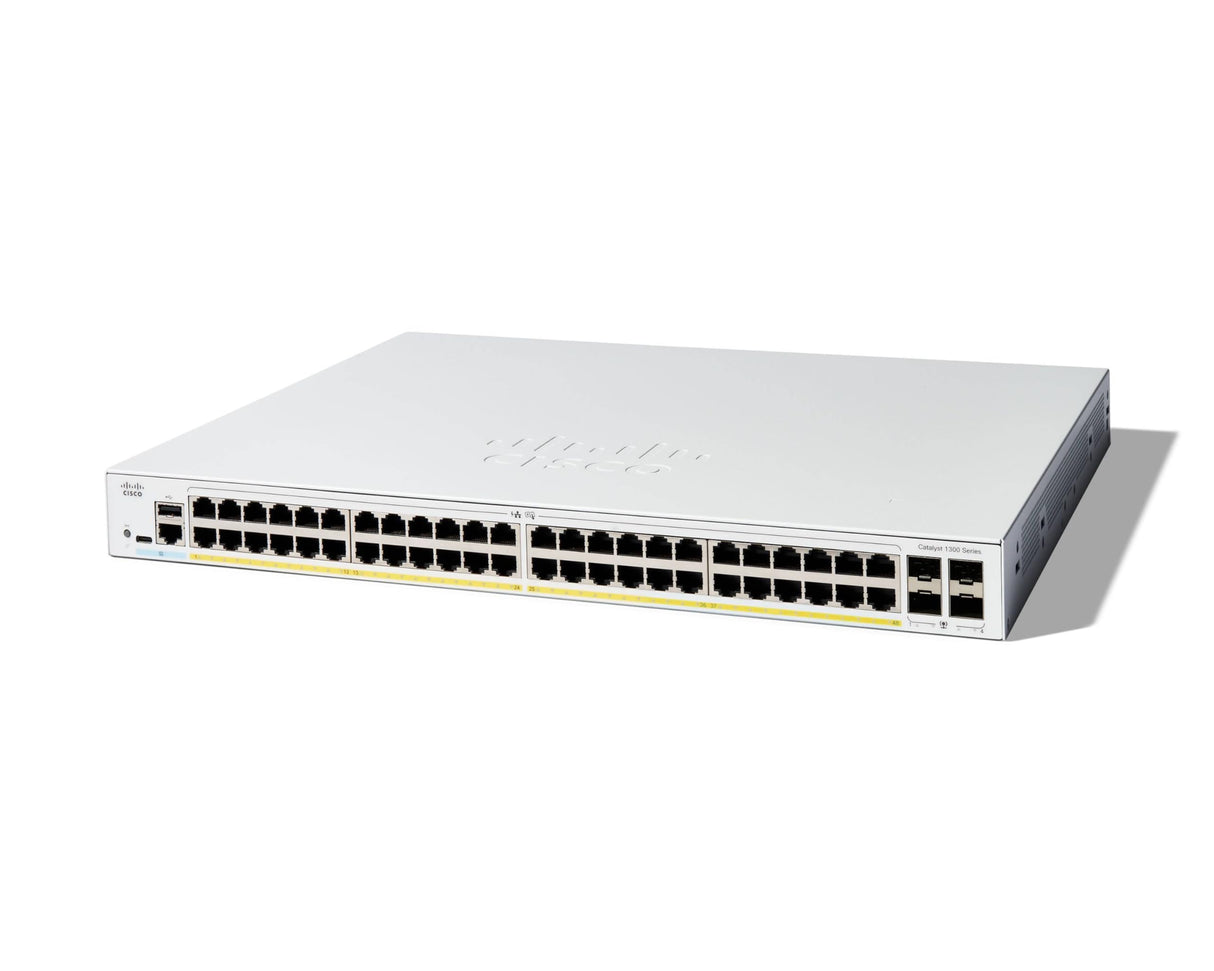 Cisco Switch gestionado Cisco Catalyst 1300-48P-4G, GE de 48 Puertos, PoE, SFP GE 4x1, protección Limitada de por Vida (C1300-48P-4G)