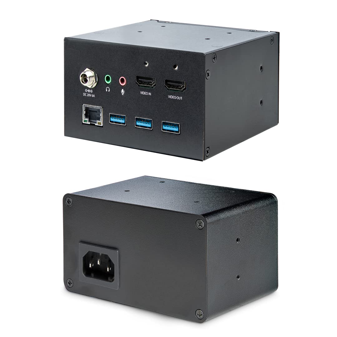 StarTech.com Caja de Conectividad para Mesa de Juntas - Módulo de Conexiones con Docking Station y Alimentación - HDMI PD (KITBXDOCKPEU)
