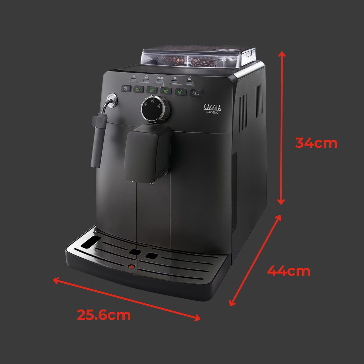 Gaggia HD8749/01 Naviglio Black, Cafetera Automática, para Espresso y Cappuccino, Café en Grano, 15 bares, 1850W, Negro, 100% Made in Italy