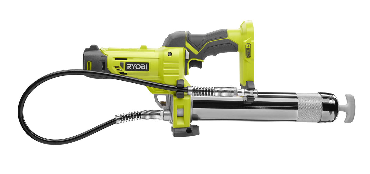 RYOBI - Pistola de Engrase 18V ONE+ - Caudal 210g/min, Presión máx. 690bar - Manguera 76cm, Luz LED, Empuñadura GripZONE+, Interruptor de Seguridad - Batería y Cargador no Incluidos - R18GG-0