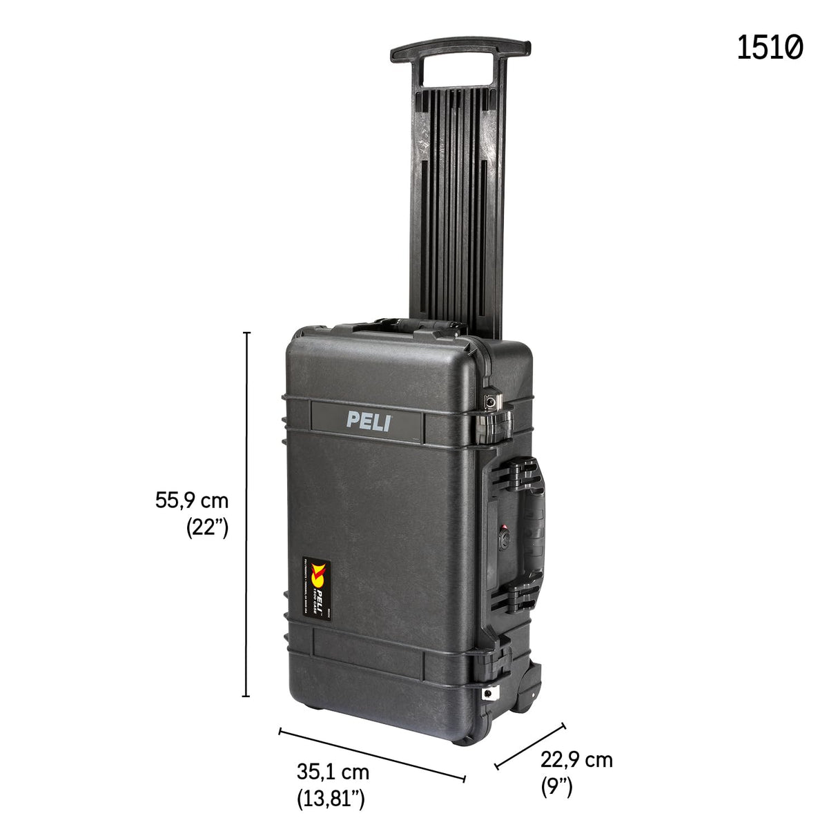 PELI 1510-008-110E 1510LFC Maleta de Viaje estanca con Funda Desmontable para Laptop, IP67 estanca, 27L de Capacidad, Fabricada en EE.UU, con Espuma Personalizable, Color Negro