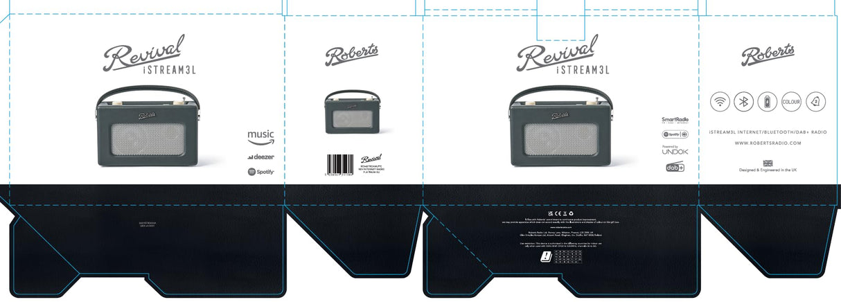 Roberts Revival iStream 3L Platinum Special Edition Dab+/FM/Bluetooth/WiFi - Radio portátil, Color Negro y Plateado
