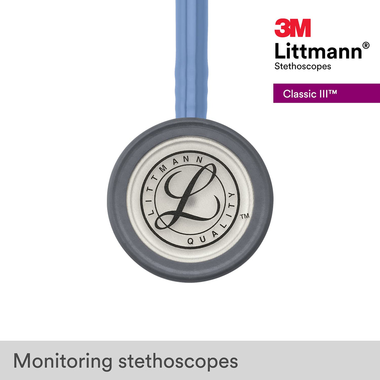 3M Littmann Fonendoscopio para monitorización Classic III, tubo azul cielo, 68,5 cm, 5630