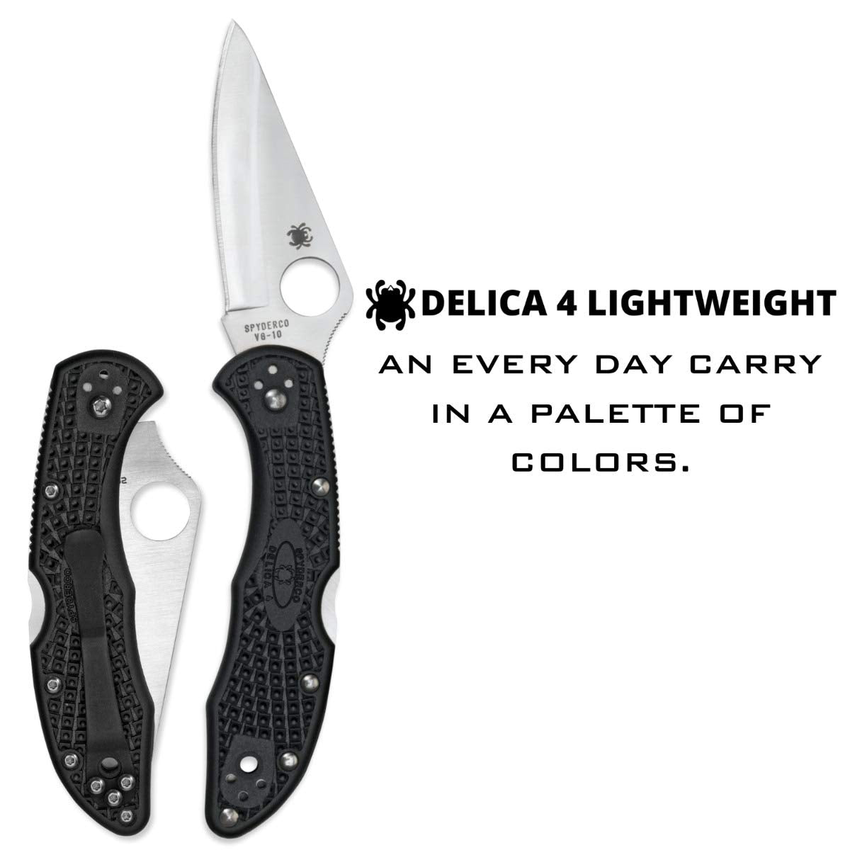 Spyderco C11PBK Navaja, Einhandmesser DELICA 4-C11PBK, Mango Negro, Hoja de Acero Inoxidable, PlainEdge