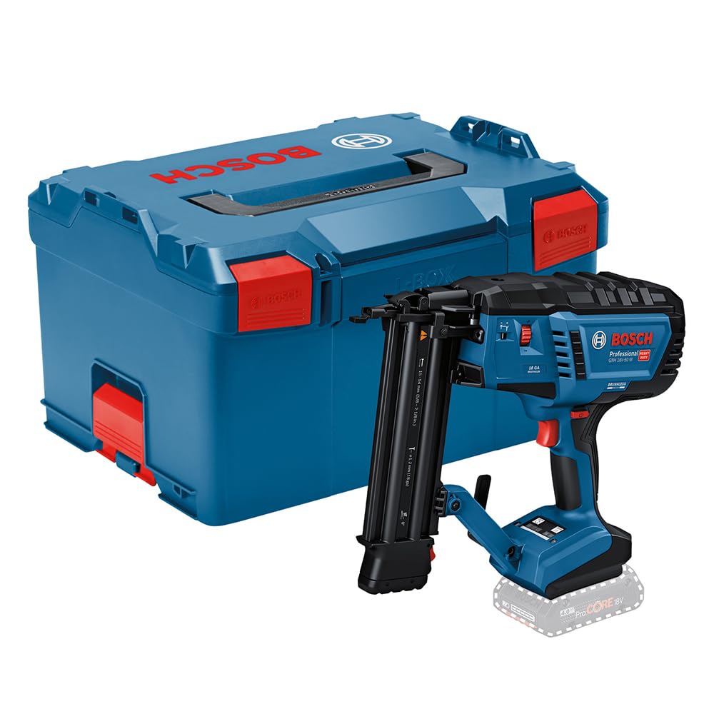 Bosch Professional 18V System clavadora madera batería GNH 18V-50 M (modo disparo por impacto simple, apto para clavos: 16-54 mm, 1,2 mm y ángulo de clavado de 0°, sin baterías en L-BOXX)