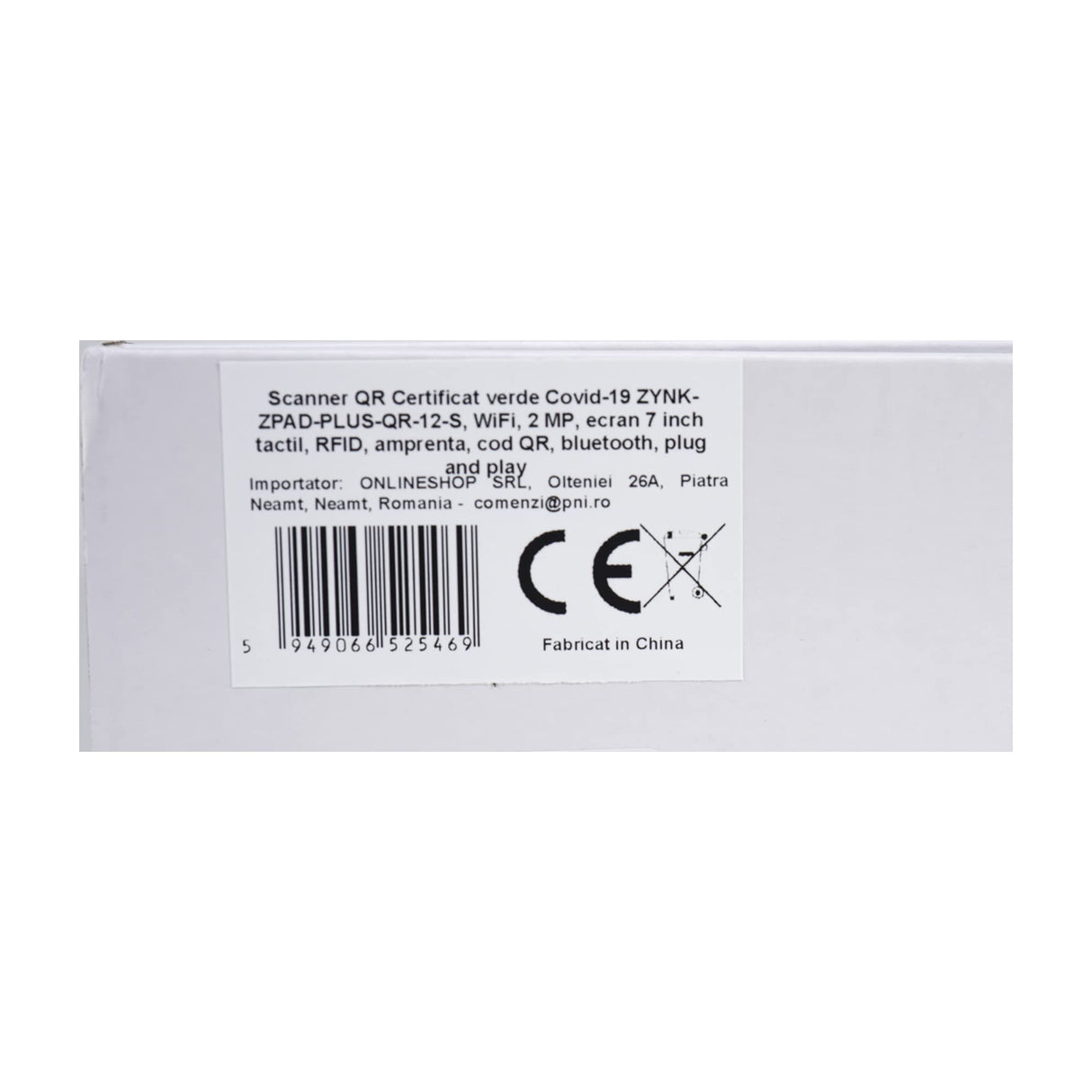 Escáner QR Certificado Verde Covid-19 ZYNK-ZPAD-PLUS-QR-12-S, WiFi, 2 MP, Pantalla táctil de 7 Pulgadas, RFID, Huella Digital, código QR, Bluetooth, Plug and Play