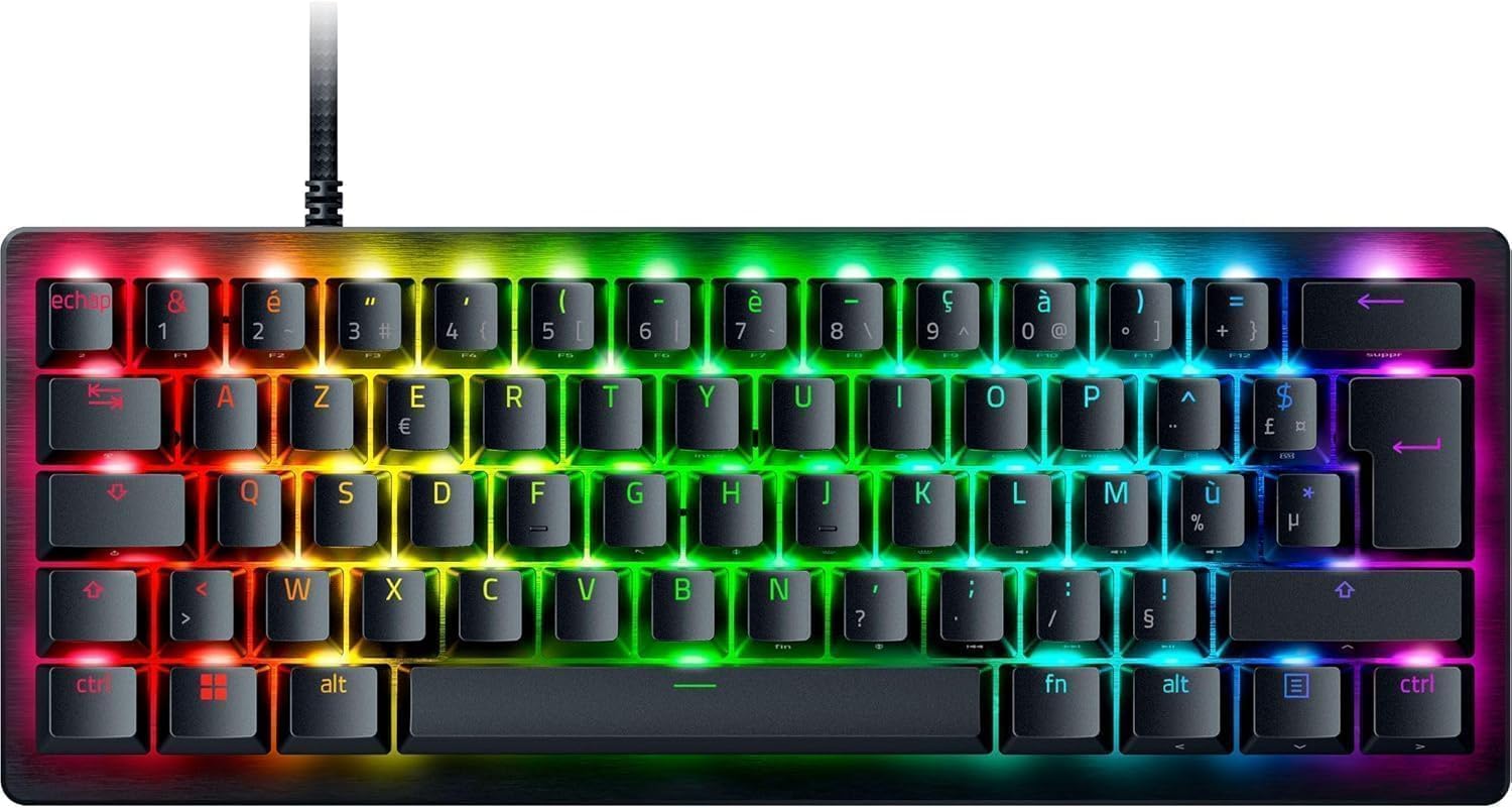 Razer Huntsman V3 Pro Mini (interruptores analógicos) - Teclado óptico 60% para Jugadores (liberación rápida, interruptores analógicos Ajustables de 0.1 a 4 mm, Teclas PBT de Doble Velocidad) Teclado