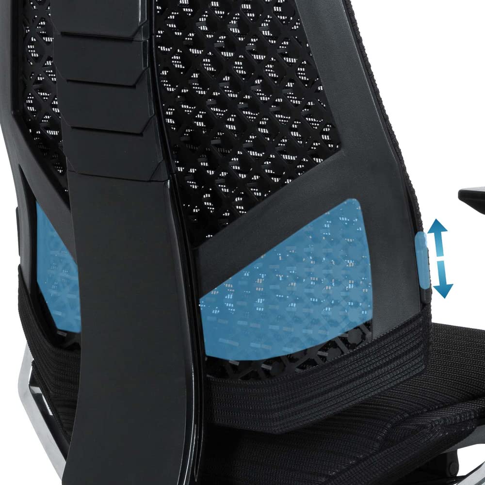 hjh OFFICE 652601 Silla de Oficina GENIDIA Tejido de Malla Negro, Silla giratoria ergonómica, Respaldo Ajustable