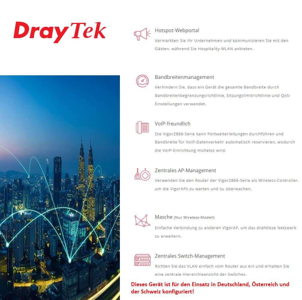 DRAYTEK Vigor 2866AX WLAN-AC MODEMR. ADSL2+/VDSL2/G.FAM Retail