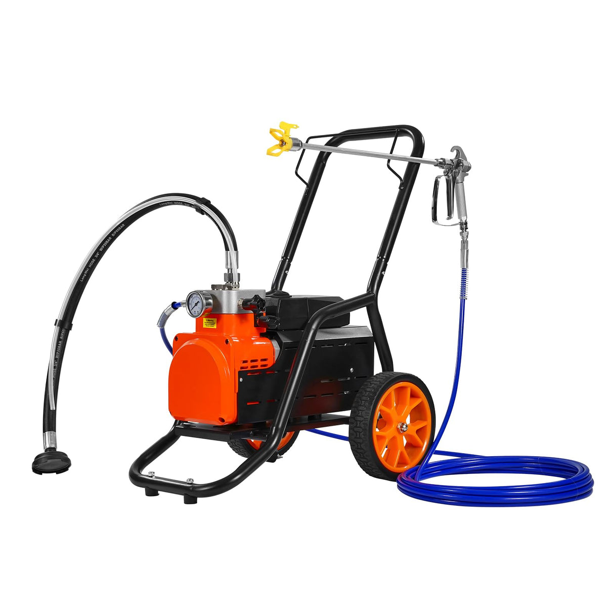 VEVOR Pulverizador de Pintura sin Aire de Eficiencia de 1700 W, 3,5 L/min, 3000 PSI con Diafragma, Carrito y Barra de Extensión, Pulverizador de Pintura para Pulverización Interior y Exterior