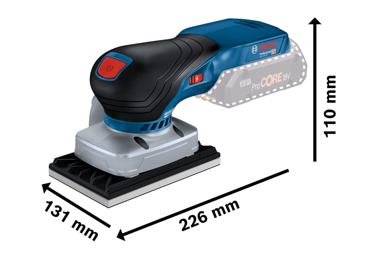 Bosch Professional 18V System GSS 18V-13 - Lijadora orbital a batería (Brushless, bolsa para polvo, 3 platos, en L-BOXX)
