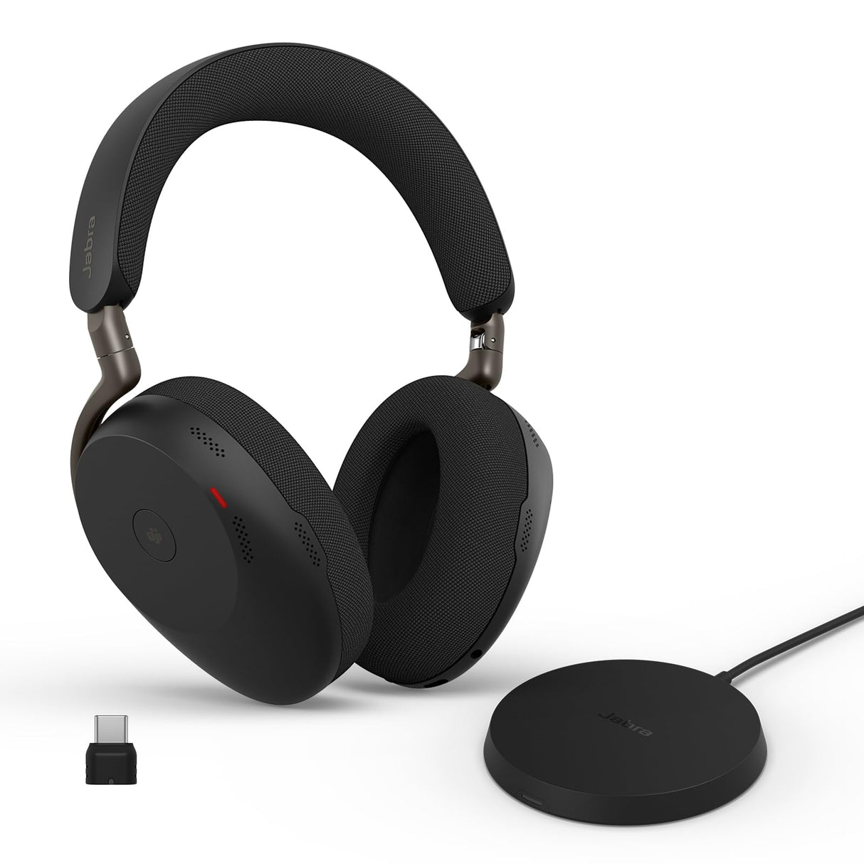 Jabra Evolve3 85 Auriculares Over-Ear Bluetooth Inalámbricos con Micrófono y Base Carga para Trabajo, USB-C, IA Llamadas, ANC Adaptativa, 25h Batería, MS Teams Certificado, Negro